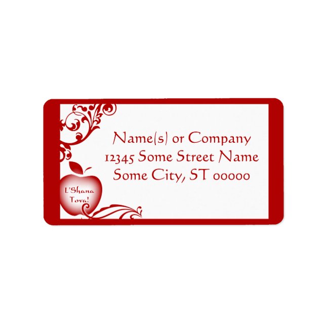 L'Shana Tova Flourish Apple Label (Front)