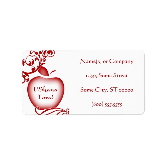 L'Shana Tova Flourish Apple Label (Front)
