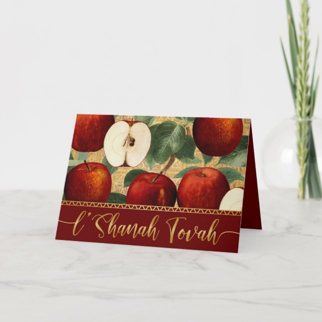 L'Shanah Tova Rosh Hashanah Jewish Apples Red Holiday Card (Front)