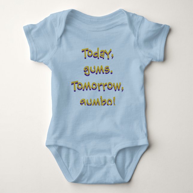 LSU Gumbo Baby Design (Blue) Baby Bodysuit (Front)