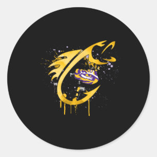 Lsu Tigers Fishing Fish Hook Classic Round Sticker