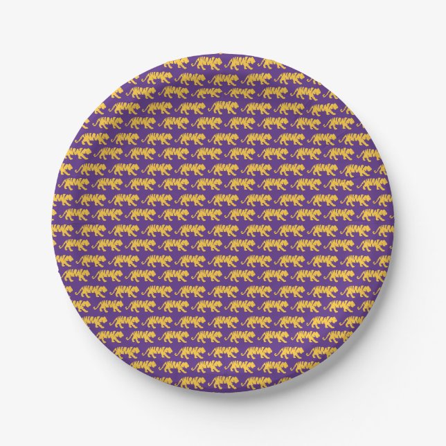 LSU Tigers Paper Plates - Purple & Gold Party (Front)