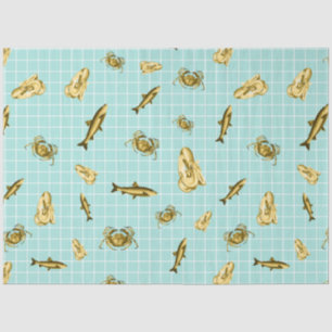Lt Blue and Gold Nautical Series Design 4 Tissue Paper