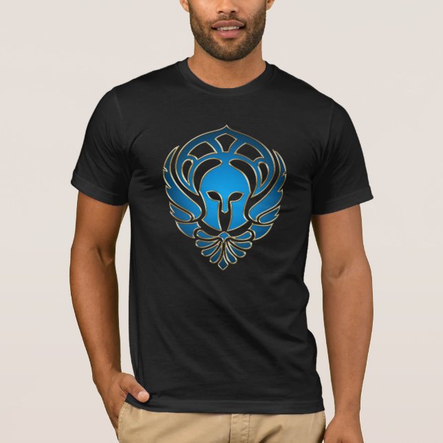 Lt Blue Greek Spartan Warrior Gold Men's T-Shirt (Front)