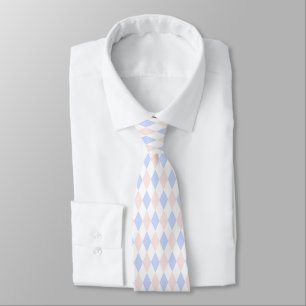 Lt Blue, Lt Pink, Wht Harlequin Diamond Pattern Tie