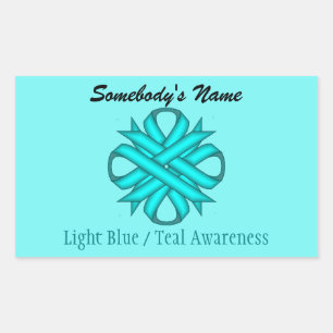 Lt Blue/Teal Clover Ribbon by Kenneth Yoncich Rectangular Sticker