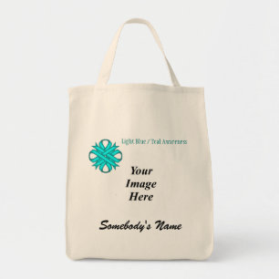 Lt Blue/Teal Clover Ribbon Template by K Yoncich Tote Bag