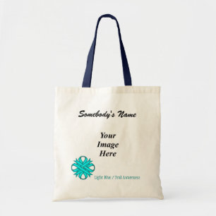 Lt Blue/Teal Clover Ribbon Template by K Yoncich Tote Bag