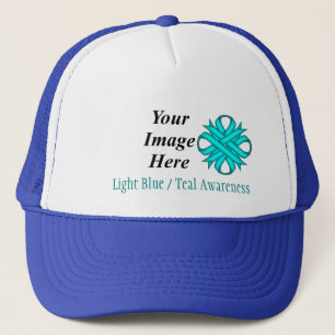 Lt Blue/Teal Clover Ribbon Template by K. Yoncich Trucker Hat