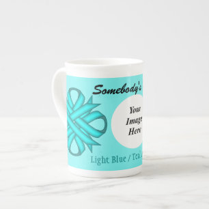Lt Blue/Teal Clover Ribbon Tmpl by Kenneth Yoncich Bone China Mug
