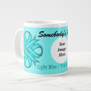 Lt Blue/Teal Clover Ribbon Tmpl by Kenneth Yoncich Large Coffee Mug