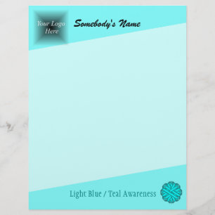 Lt Blue/Teal Flower Ribbon by Kenneth Yoncich Personalised Letterhead