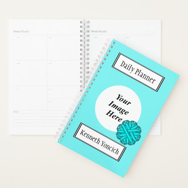 Lt Blue / Teal Flower Ribbon by Kenneth Yoncich Planner (Display)