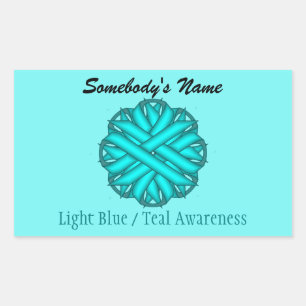 Lt Blue/Teal Flower Ribbon by Kenneth Yoncich Rectangular Sticker
