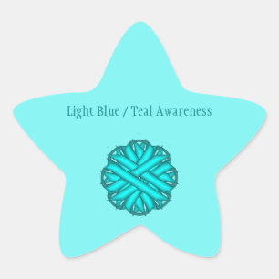 Lt Blue/Teal Flower Ribbon by Kenneth Yoncich Star Sticker