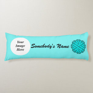 Lt Blue/Teal Flower Ribbon Tmpl by Kenneth Yoncich Body Cushion