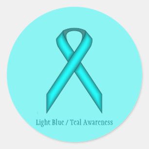 Lt Blue/Teal Standard Ribbon by K Yoncich Classic Round Sticker