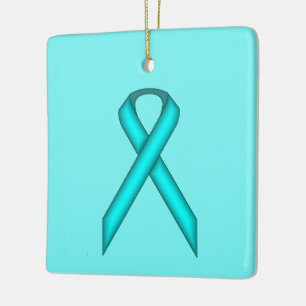 Lt Blue/Teal Standard Ribbon by Kenneth Yoncich Ceramic Ornament