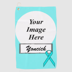 Lt Blue / Teal Standard Ribbon by Kenneth Yoncich Golf Towel