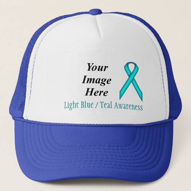 Lt Blue / Teal Standard Ribbon by Kenneth Yoncich Trucker Hat (Front)