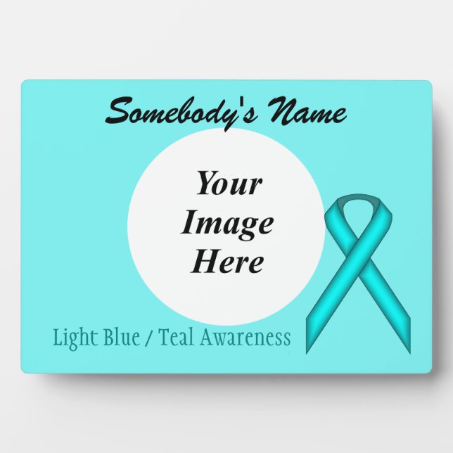 Lt Blue/Teal Standard Ribbon Template by K Yoncich Plaque (Front)