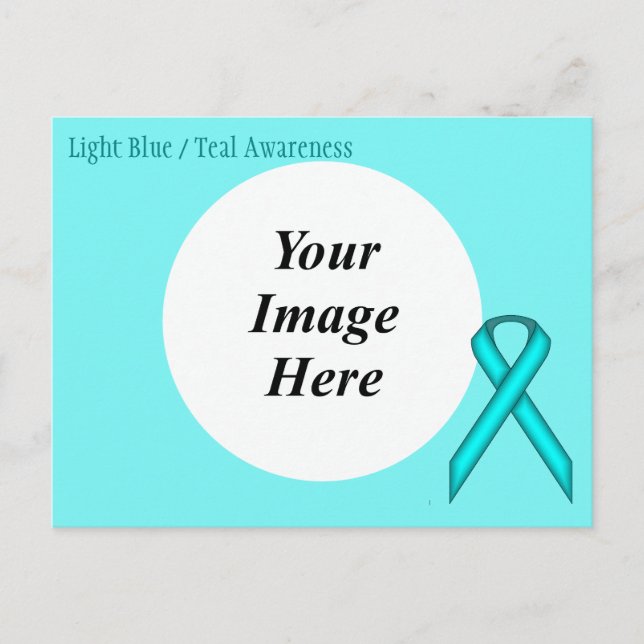 Lt Blue/Teal Standard Ribbon Template by K Yoncich Postcard (Front)