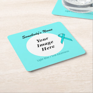 Lt Blue/Teal Stnd Rbn Template by Kenneth Yoncich Square Paper Coaster