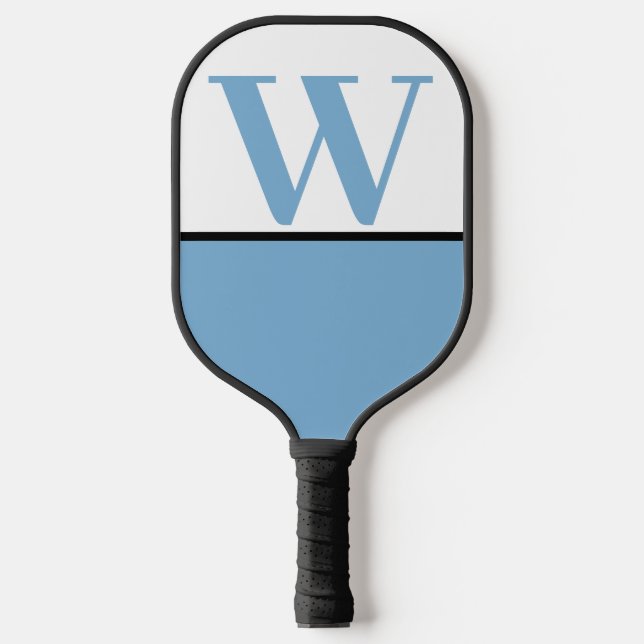 Lt Blue & White College Monogram Pickleball Paddle (Front)