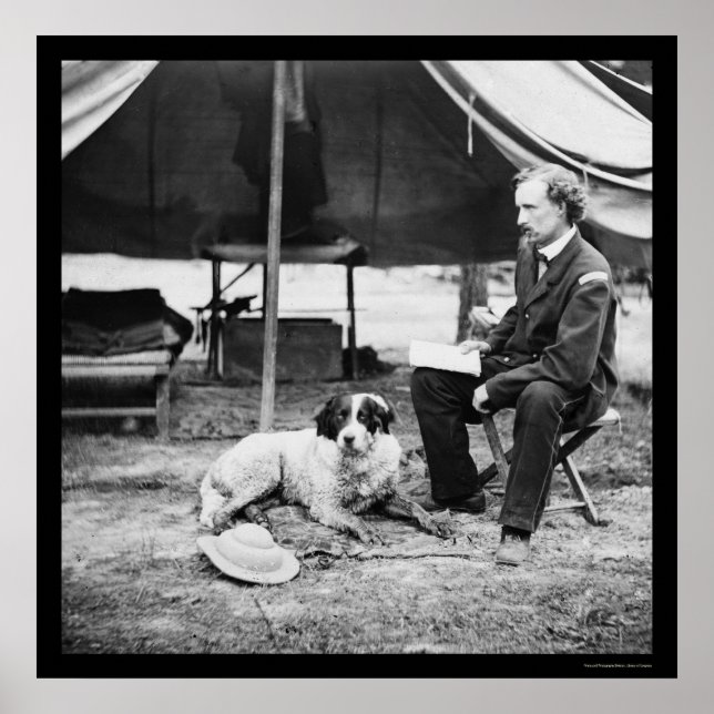 Lt. George A. Custer & Dog at Peninsula, VA 1862 Poster (Front)