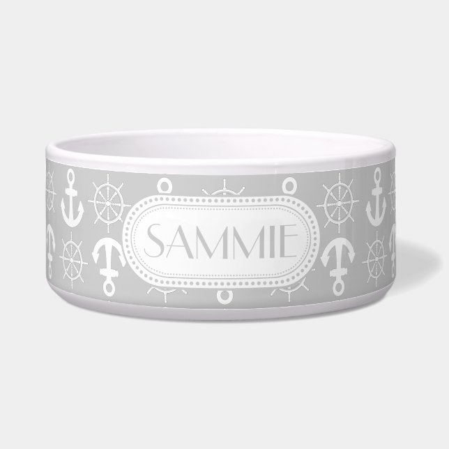 Lt Grey | White Anchors Wheels Nautical Monogram (Front)