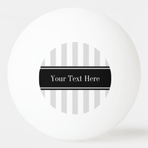Lt Grey White Stripe Black Name Monogram Ping Pong Ball
