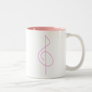 Lt. Pink Brushstroke Treble Clef Two-Tone Coffee Mug