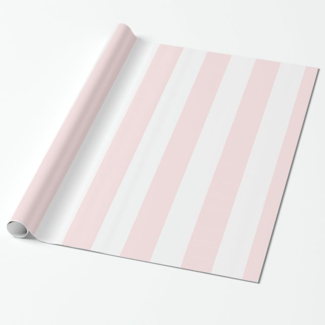 Lt Pink White Extra Large Stripe Pattern Wrapping Paper (Unrolled)