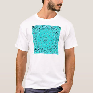 Lt Turquoise Paisley Western Bandanna Scarf Print T-Shirt