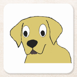LT yellow lab cartoon head Square Paper Coaster