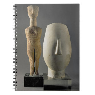 (Lto R) Figurine with crossed arms, Cycladic; head Notebook