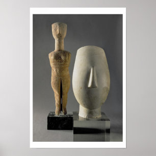 (Lto R) Figurine with crossed arms, Cycladic; head Poster