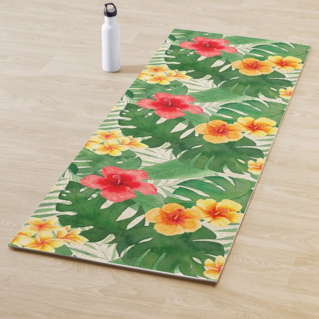 Luana Watercolor Tropical Vivid Floral Reversible Yoga Mat (In Situ)