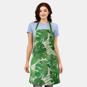 Luana Watercolor Tropical Vivid Leaves Apron