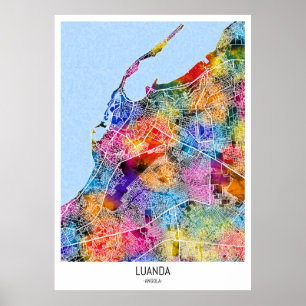 Luanda Angola City Map Poster