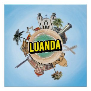 Luanda tiny little planet landmark architecture sy poster