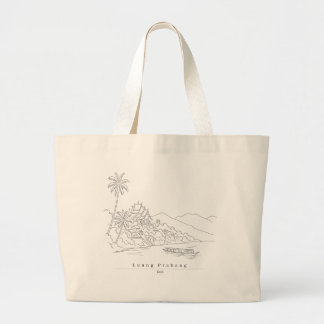 Luang Prabang Laos Minimalist Line Art Large Tote Bag