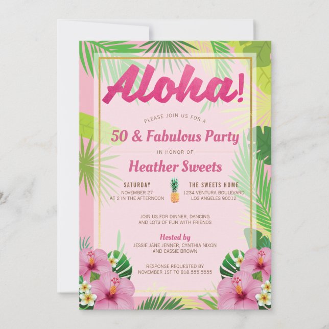 Luau 50th Birthday Party Invitation (Front)