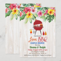 Luau Aloha BBQ Tropical Couples Shower Invitation