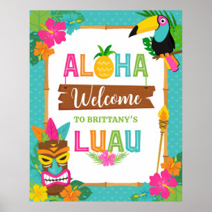 Luau Aloha Hawaiian Tropical Birthday Welcome Poster