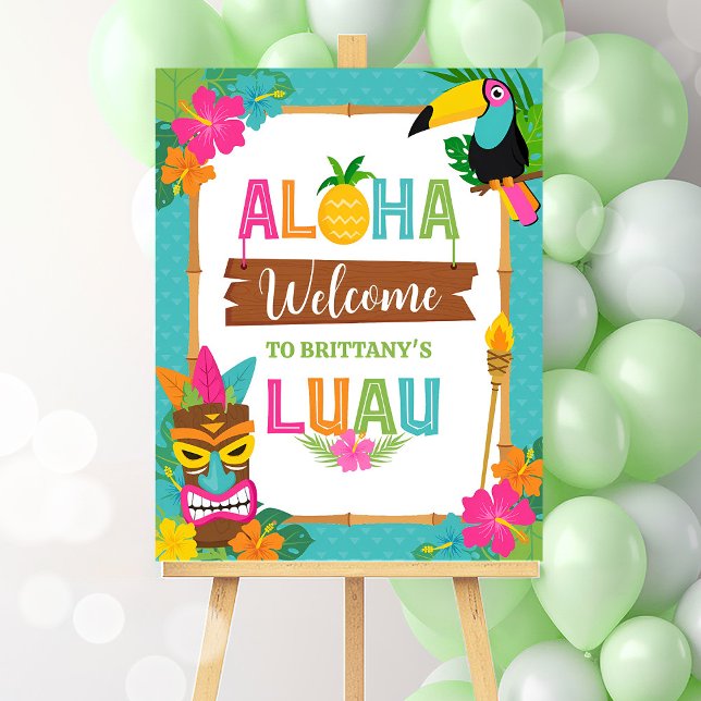 Luau Aloha Hawaiian Tropical Birthday Welcome Poster (Creator Uploaded)