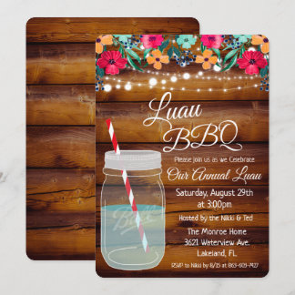 Luau Aloha Mason Jar Invitation