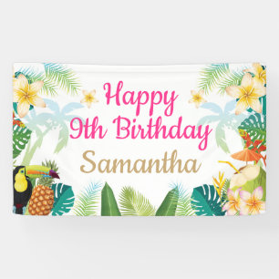 Luau Birthday Banner - Happy Birthday Girl Party