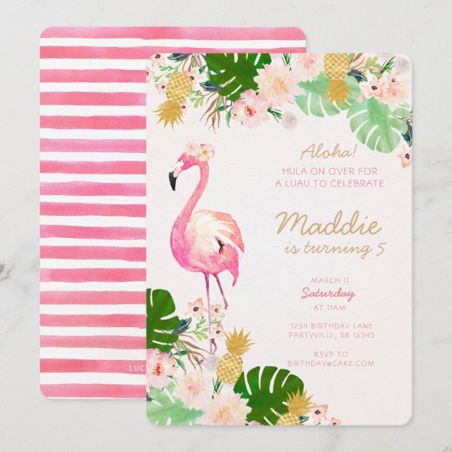 Luau Birthday Invitation (Front/Back)