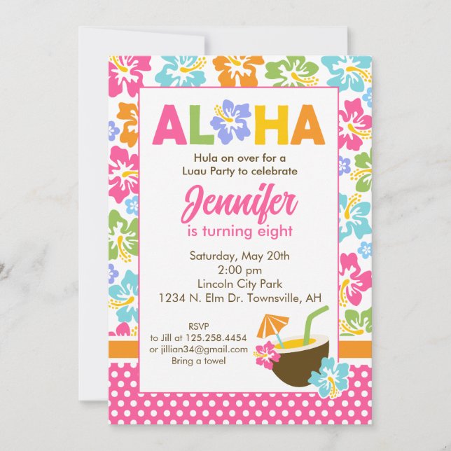 Luau Birthday Invitation (Front)
